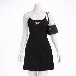 H&M Black Dress with Pink Butterfly Accent